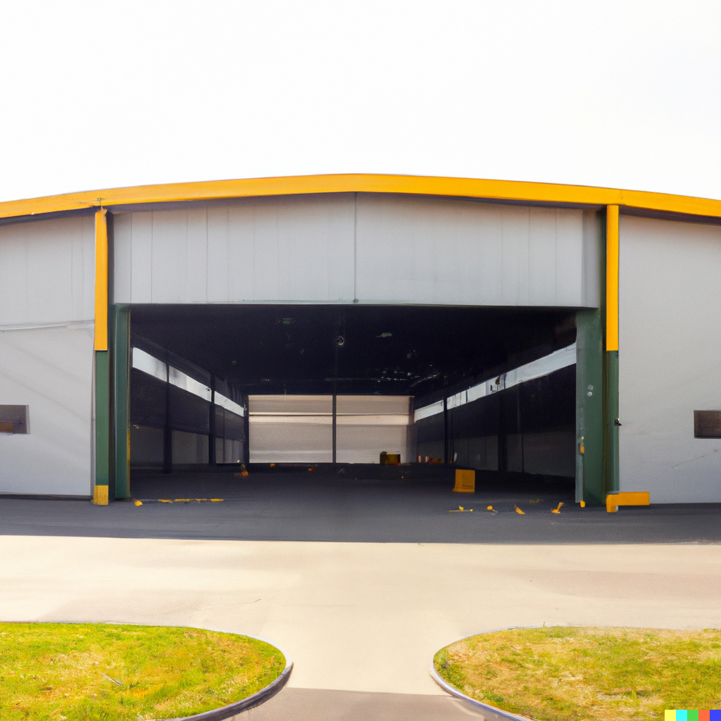 DALL·E 2023 03 09 15.34.46 erstelle ein Bild einer Industriehalle benutze dazu das Bild https fugenlos.ventas webdesign.de wp content uploads 2023 03 Industriehallen Beschichtung 1